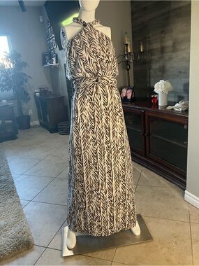 Rebdolls Brown and White Halter-Style Maxi Dress 4X